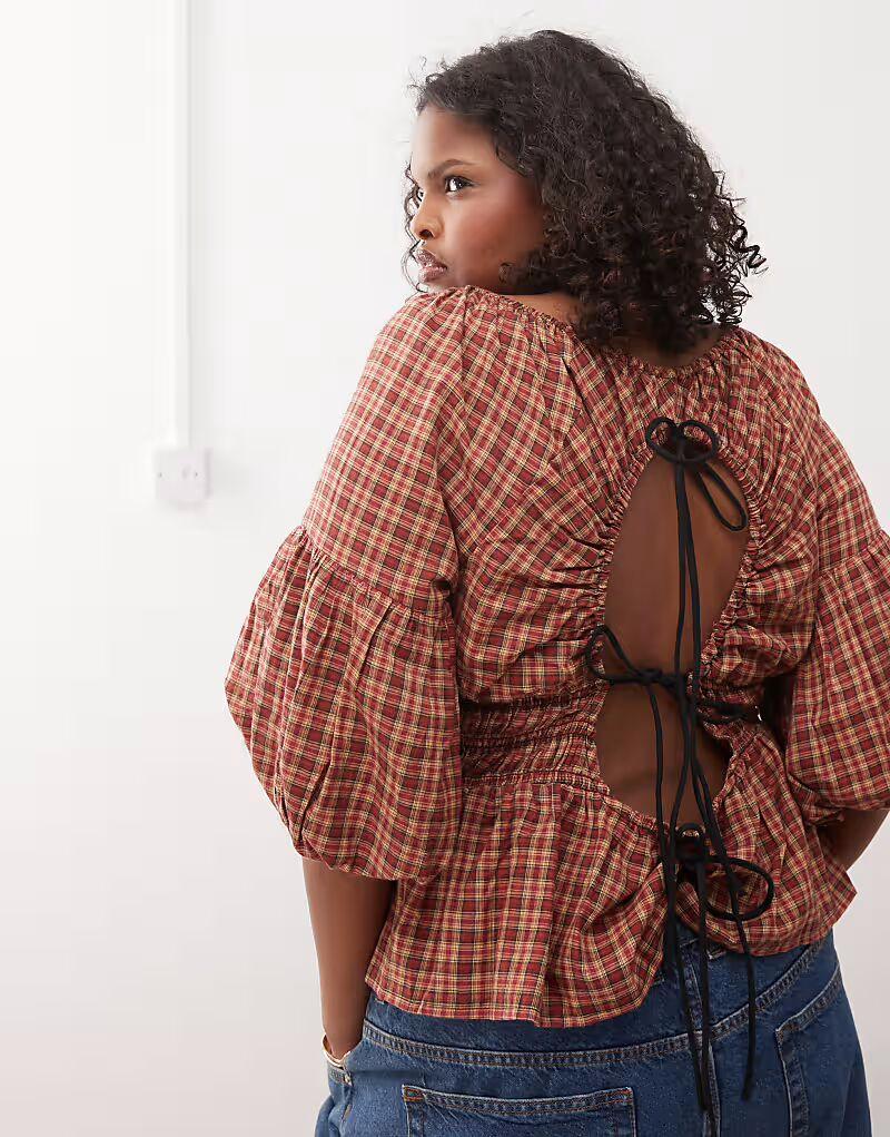 COLLUSION Plus блузка с рукавами-фонариками в красную клетку
COLLUSION Plus блузка с рукавами-фонариками в красную клетку