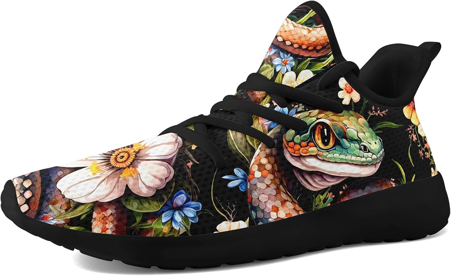 Мужские кроссовки с принтом змея и цветами - легкие дышащие беговые обувь, стильные спортивные повседневные кроссовки для ходьбы Coolcustomize, зеленый
Мужские кроссовки с принтом змея и цветами - легкие дышащие беговые обувь, стильные спортивные повседневные кроссовки для ходьбы Coolcustomize, зеленый