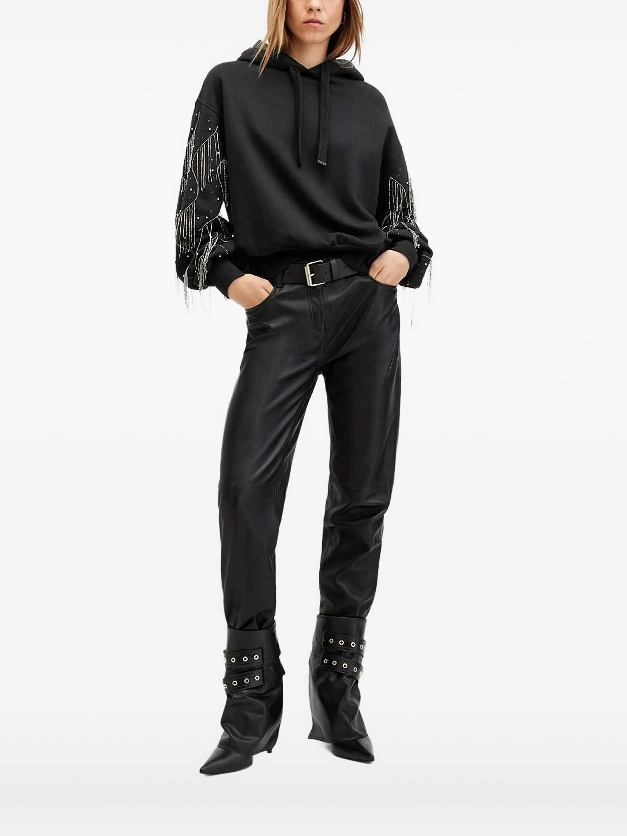 Худи с бахромой из кристаллов Allsaints, черный
Худи с бахромой из кристаллов Allsaints, черный