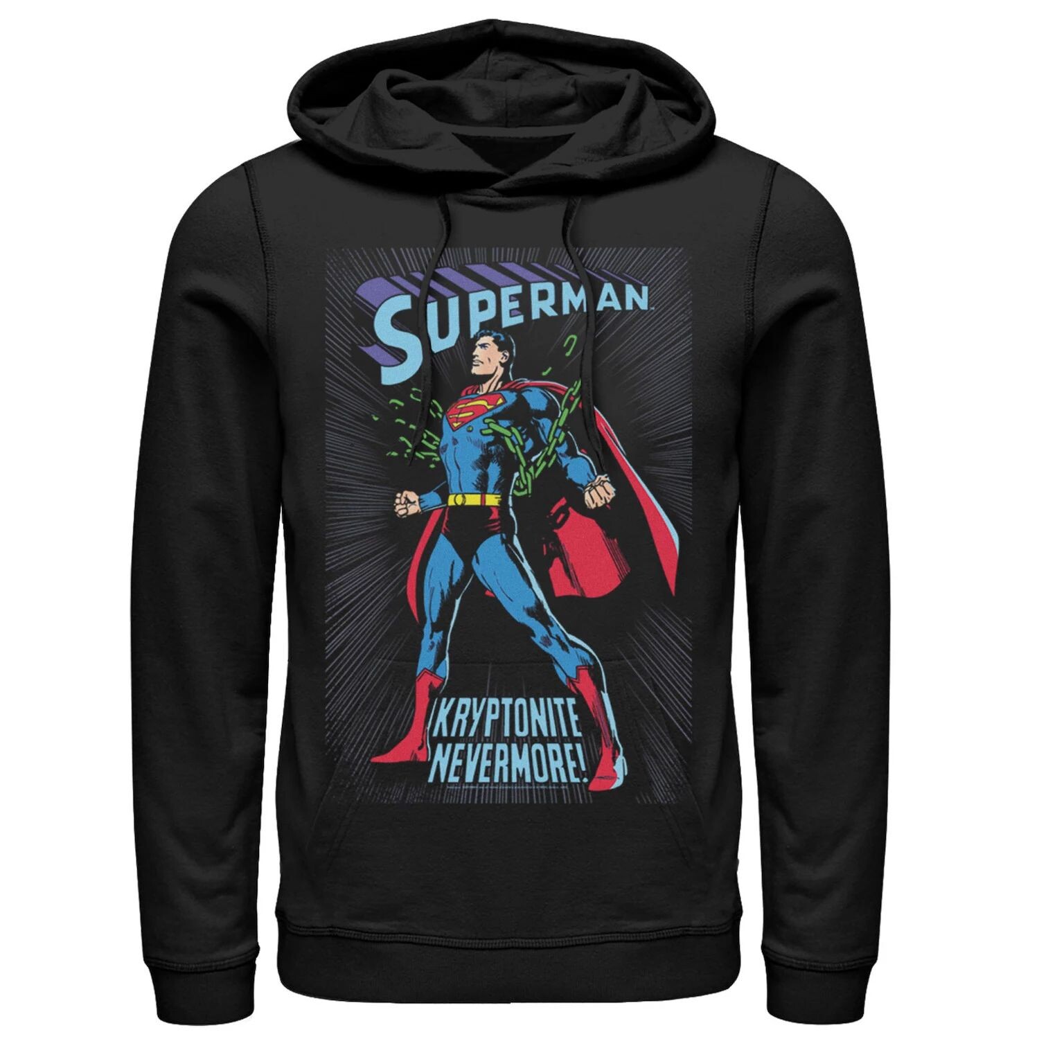 Мужская толстовка с винтажным плакатом из комиксов DC «Супермены в цепях» DC Comics, черный
Мужская толстовка с винтажным плакатом из комиксов DC «Супермены в цепях» DC Comics, черный