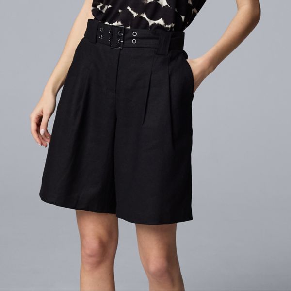 Укороченные льняные бермуды Simply Vera Vera Wang, черный 
Укороченные льняные бермуды Simply Vera Vera Wang, черный