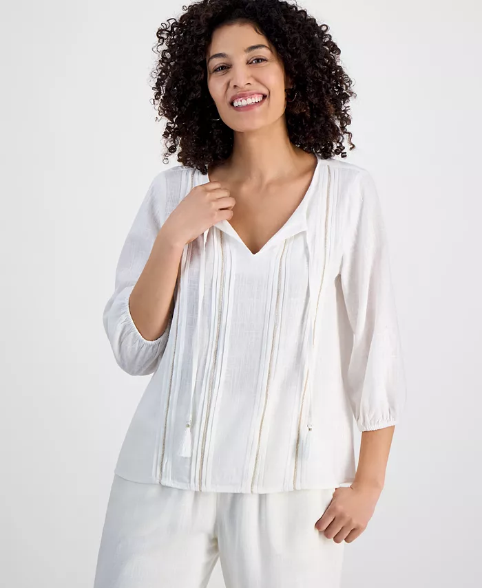 Блузка с завязывающимся воротником, декоративными защипами и отделкой (для миниатюрных) JM Collection, белый
Блузка с завязывающимся воротником, декоративными защипами и отделкой (для миниатюрных) JM Collection, белый