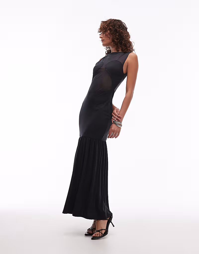 Платье макси с сетчатыми вставками ASOS DESIGN черного цвета
Платье макси с сетчатыми вставками ASOS DESIGN черного цвета