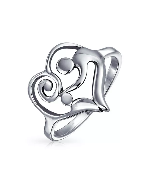 Кольцо в форме закрученного сердца для матери и ребенка, подарок маме, 1 мм Bling Jewelry, silver