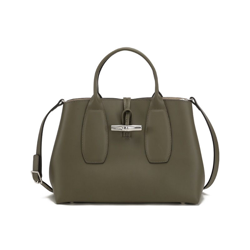 Сумка большая из коровьей кожи бамбуковая через плечо кросс-боди женская цвета хаки зеленый LONGCHAMP 
Сумка большая из коровьей кожи бамбуковая через плечо кросс-боди женская цвета хаки зеленый LONGCHAMP