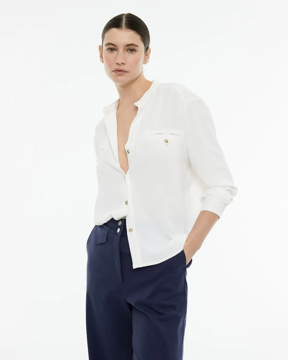 Женская рубашка с длинными рукавами и воротником-стойкой Andam, белый
Женская рубашка с длинными рукавами и воротником-стойкой Andam, белый