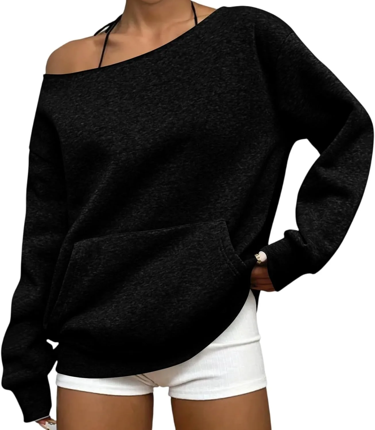 Женский офф-шолдер свитшот оверсайз с карманом
Женский офф-шолдер свитшот оверсайз с карманом