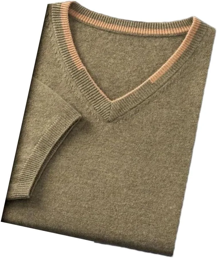 Мужской свитер Slim Fit из кашемира с коротким рукавом и V-образным вырезом
Мужской свитер Slim Fit из кашемира с коротким рукавом и V-образным вырезом