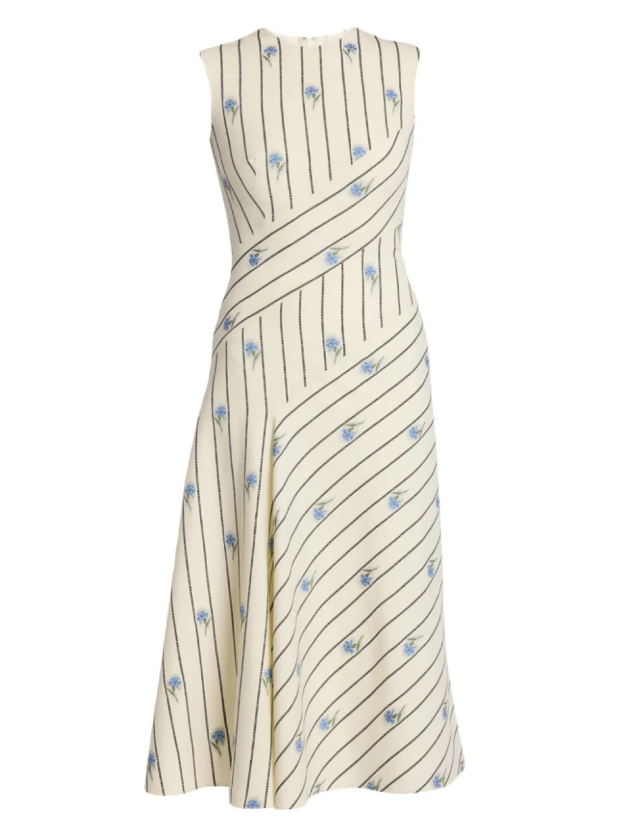 ERDEM платье асимметричного кроя с цветочным принтом, белый