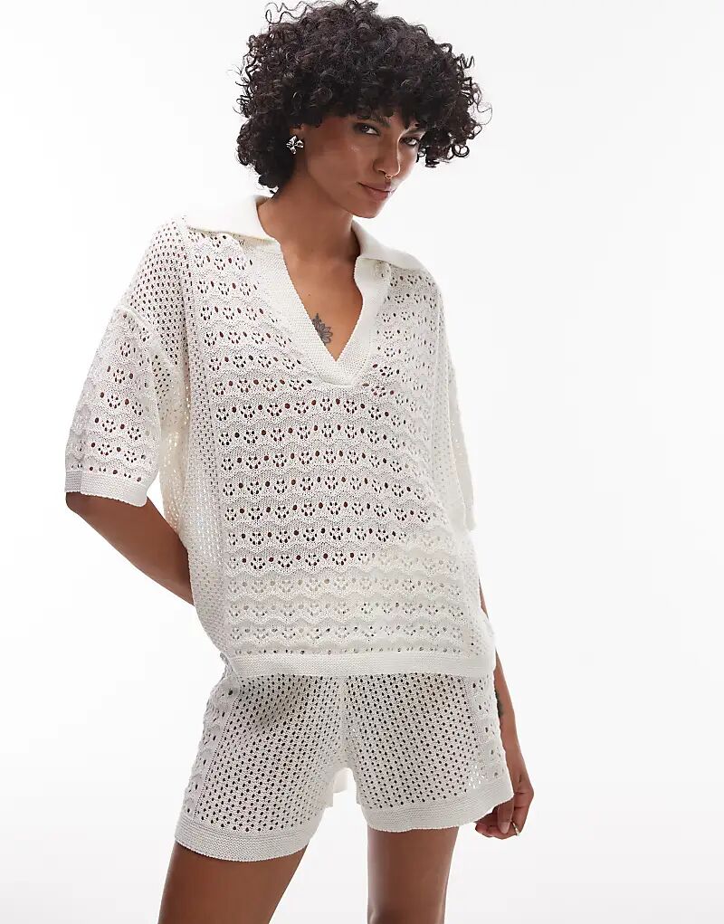 Топ-поло Topshop цвета слоновой кости с открытыми стежками
Топ-поло Topshop цвета слоновой кости с открытыми стежками