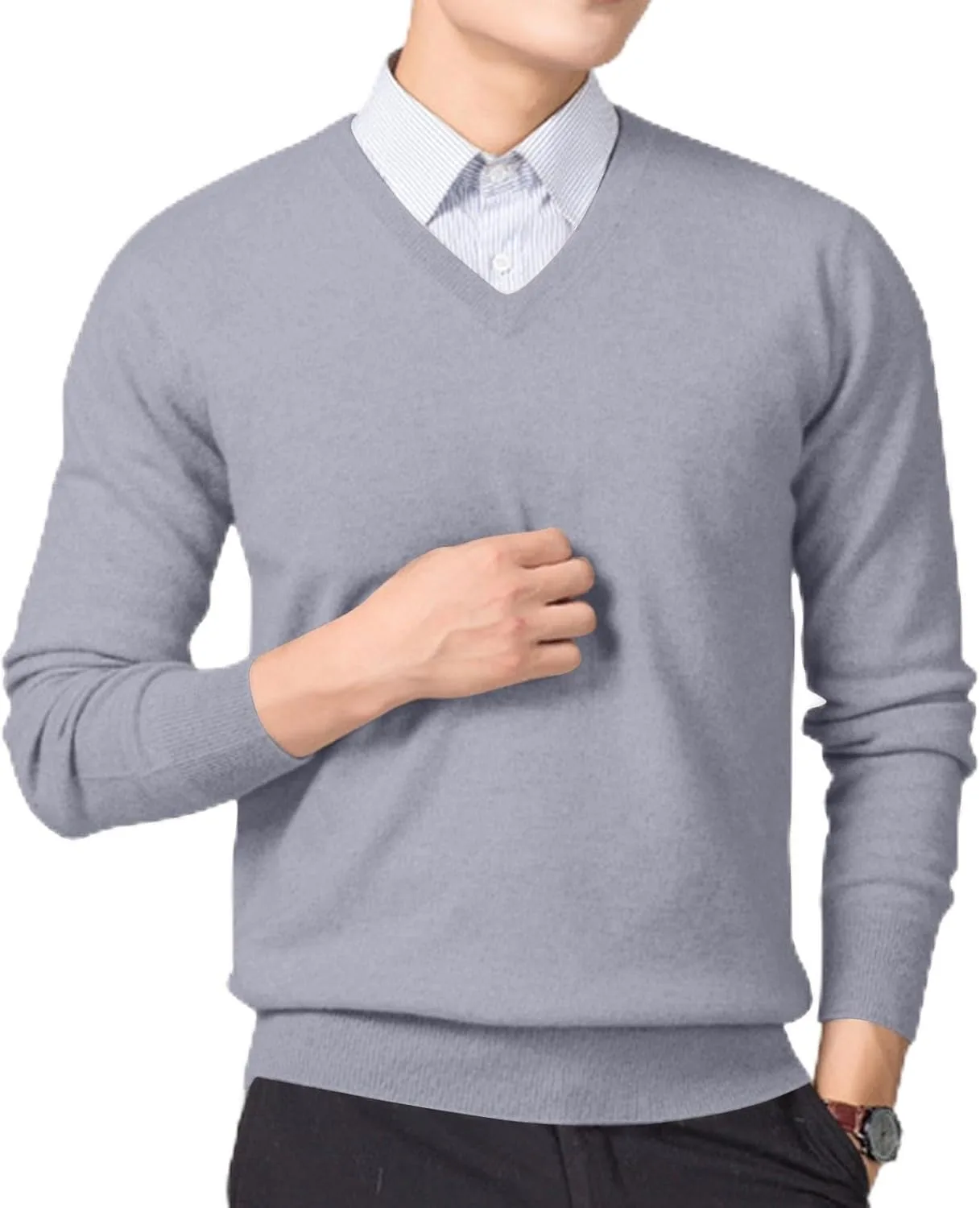 Мужской свитер Slim Fit с V-образным вырезом, легкий пуловер
Мужской свитер Slim Fit с V-образным вырезом, легкий пуловер