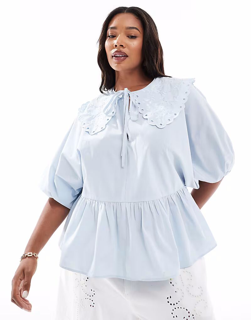 Топ-блуза ASOS DESIGN Curve с короткими рукавами и воротником-бродером синего цвета ASOS Curve
Топ-блуза ASOS DESIGN Curve с короткими рукавами и воротником-бродером синего цвета ASOS Curve