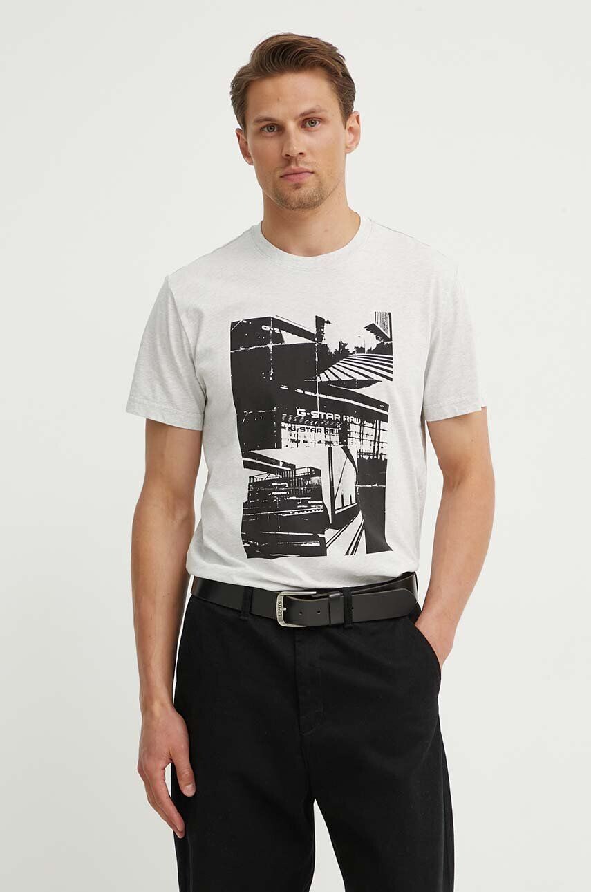 Хлопковая футболка G-Star Raw, серый 
Хлопковая футболка G-Star Raw, серый