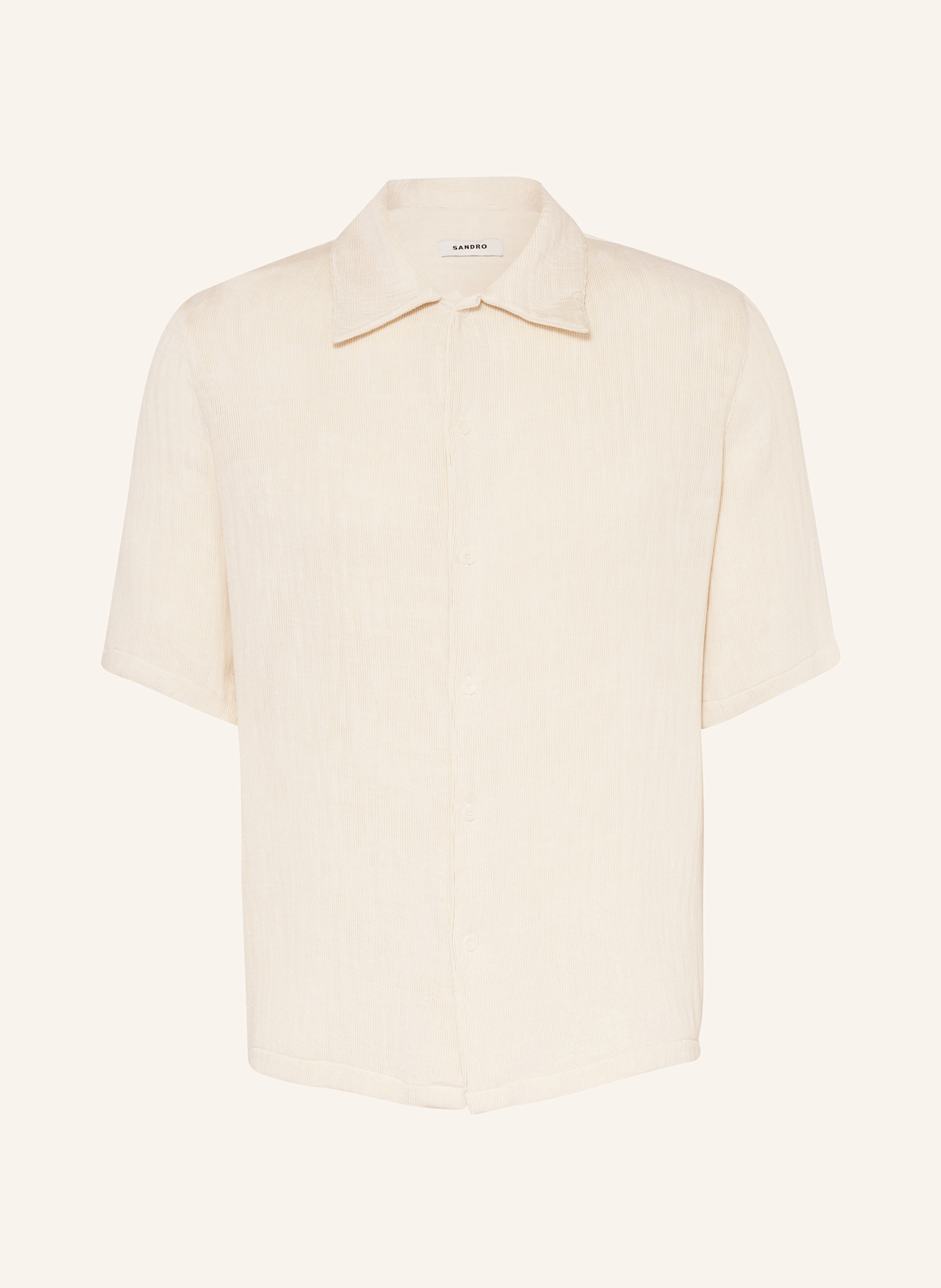 Рубашка с короткими рукавами, облегающая, со складками Sandro, экрю 
Рубашка с короткими рукавами, облегающая, со складками Sandro, экрю