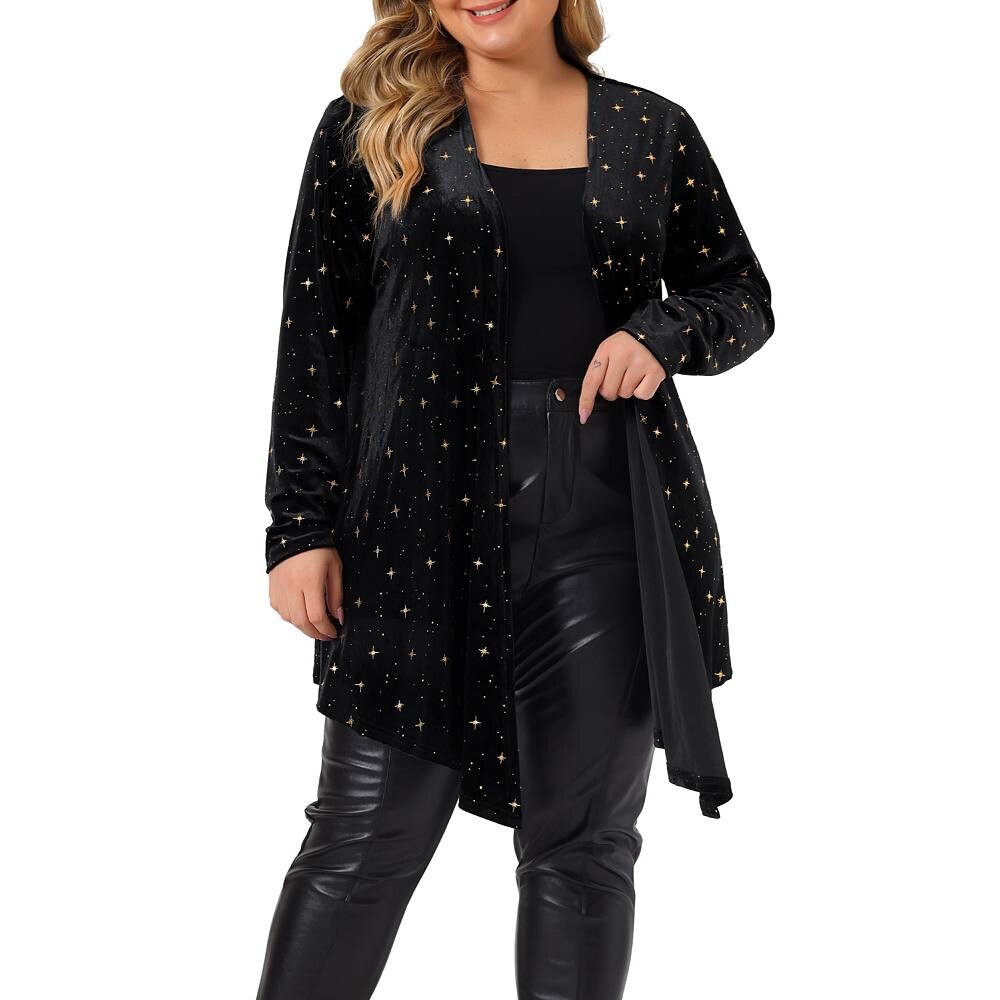 Женский бархатный кардиган больших размеров с длинными рукавами и открытой передней частью со звездами Agnes Orinda, черный
Женский бархатный кардиган больших размеров с длинными рукавами и открытой передней частью со звездами Agnes Orinda, черный