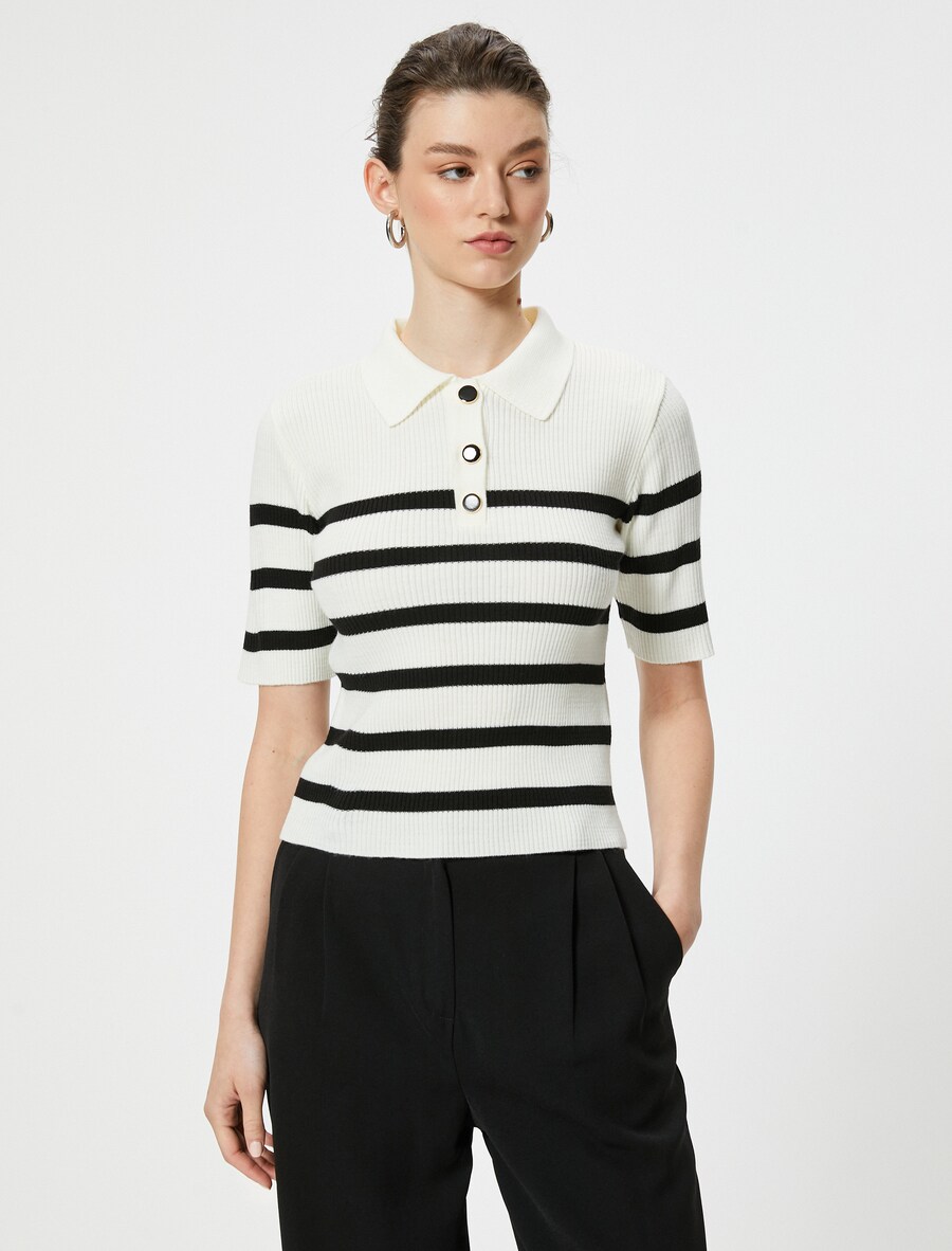 Свитер Koton, черный/белый 
Свитер Koton, черный/белый