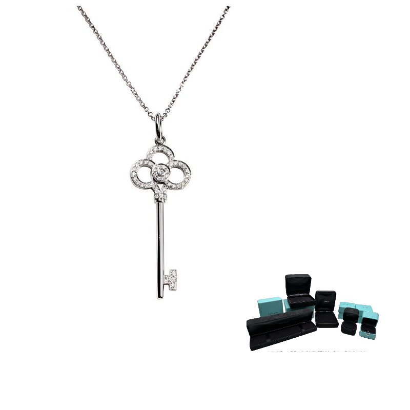 TIFFANY & CO. Коллекция Keys 18-каратное белое золото ожерелье женское серебристое