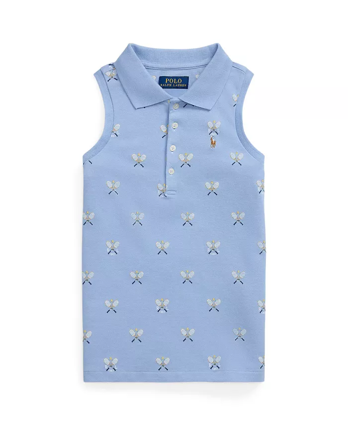 Футболка-поло без рукавов с сетчатыми вставками и принтом "Tennis" для девочек старшего возраста Polo Ralph Lauren, синий 
Футболка-поло без рукавов с сетчатыми вставками и принтом "Tennis" для девочек старшего возраста Polo Ralph Lauren, синий