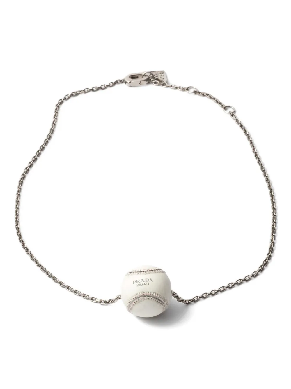 Ожерелье с подвеской в виде бейсбольного мяча Prada, белый
Ожерелье с подвеской в виде бейсбольного мяча Prada, белый