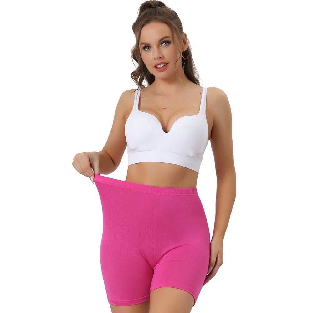 Женское нижнее белье-боксеры до середины бедра, мягкие эластичные трусики для мальчиков с полным покрытием ALLEGRA K, цвет Hot Pink