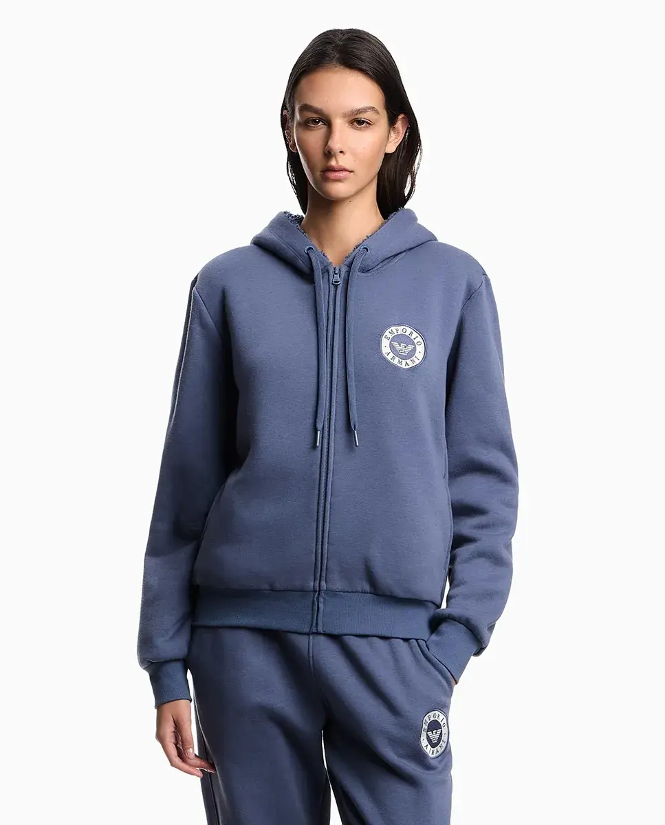 Открытая домашняя толстовка с капюшоном Emporio Armani, индиго
Открытая домашняя толстовка с капюшоном Emporio Armani, индиго