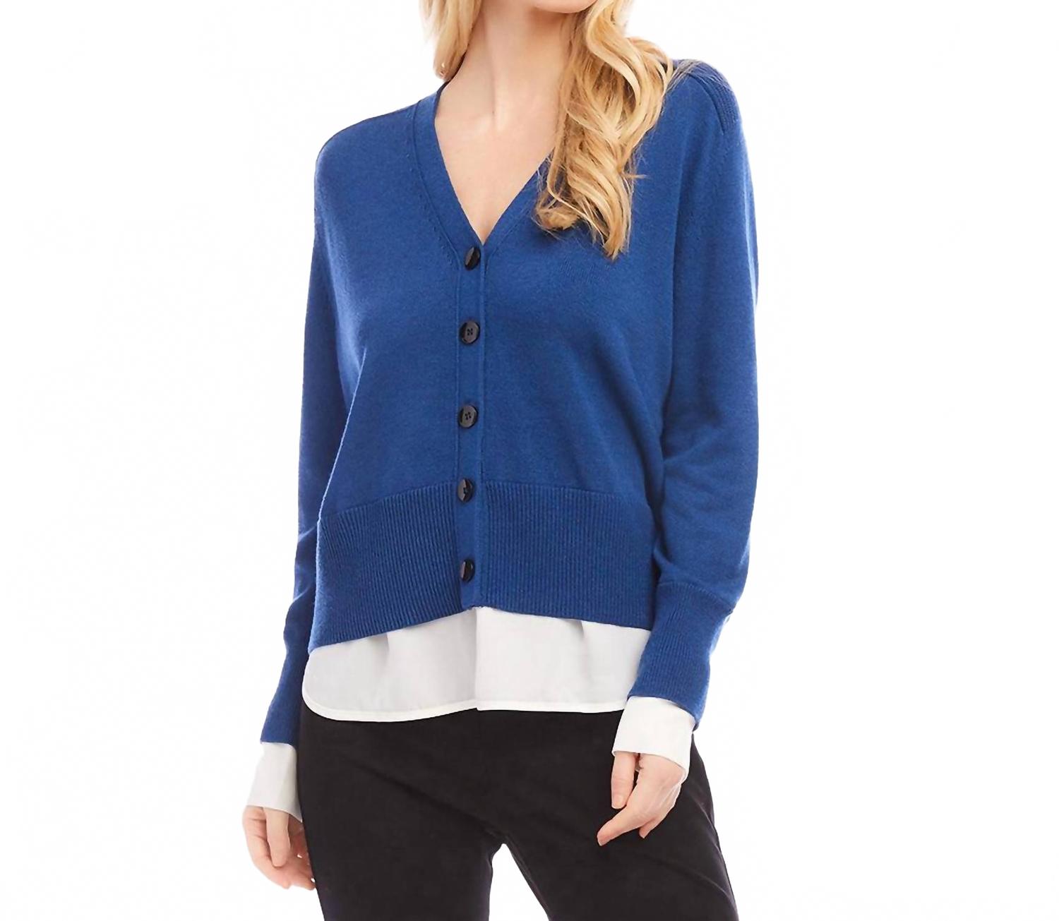 Многослойный свитер-кардиган в темно-синем цвете Karen Kane
Многослойный свитер-кардиган в темно-синем цвете Karen Kane