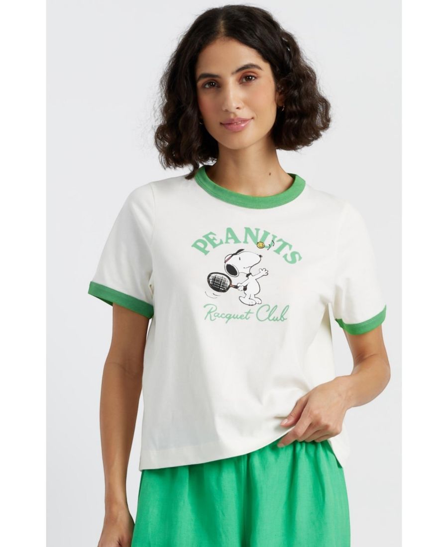 Женская хлопковая футболка с изображением Снупи из теннисного клуба Chinti & Parker, Cream
Женская хлопковая футболка с изображением Снупи из теннисного клуба Chinti & Parker, Cream