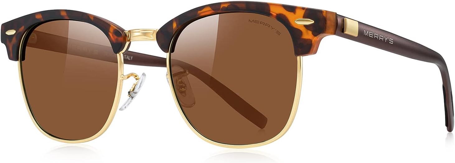 Солнцезащитные очки MERRY'S унисекс с поляризацией, алюминиевые, для мужчин и женщин, полуободковые, в стиле ретро, для вождения, Matte Leopard Frame/Gold Bridge/Brown Lens
Солнцезащитные очки MERRY'S унисекс с поляризацией, алюминиевые, для мужчин и женщин, полуободковые, в стиле ретро, для вождения, Matte Leopard Frame/Gold Bridge/Brown Lens