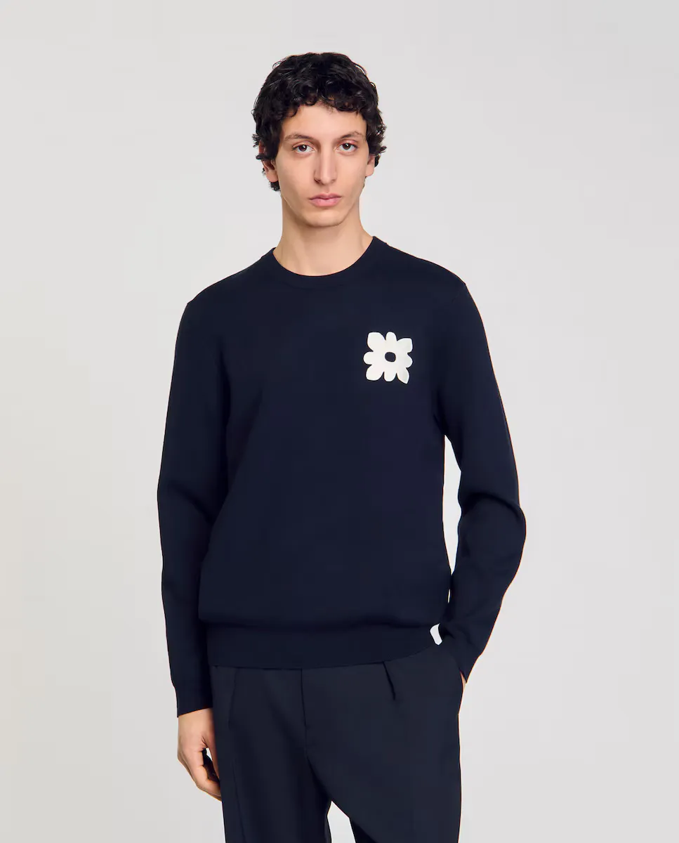 Мужской свитер с цветочной деталью Sandro, синий
Мужской свитер с цветочной деталью Sandro, синий