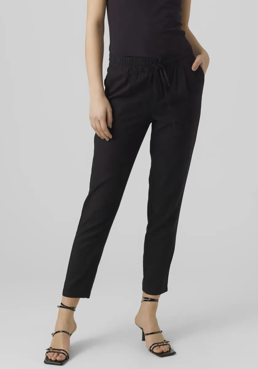 Брюки без застежки Vero Moda "VMJESMILO ANKLE PANTS GA NOOS", с льном, черный 
Брюки без застежки Vero Moda "VMJESMILO ANKLE PANTS GA NOOS", с льном, черный