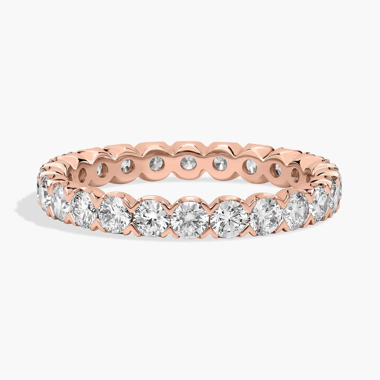 Кольцо-вечность с выращенными в лаборатории бриллиантами «рыбий хвост» из розового золота 14 карат (1 1/2 карата, двойной цвет — FG / VS2-SI1) Blue Nile