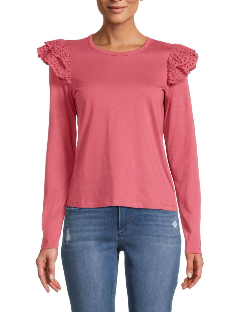 Топ с оборками и люверсами на рукавах Joe's Jeans, цвет Slate Rose 
Топ с оборками и люверсами на рукавах Joe's Jeans, цвет Slate Rose