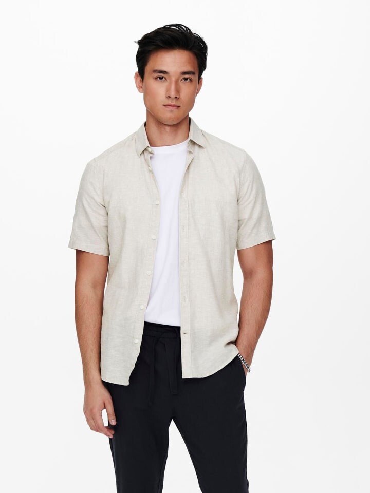 Рубашка Only&Sons Kurzarm Slim Fit kragen, бежевый
Рубашка Only&Sons Kurzarm Slim Fit kragen, бежевый