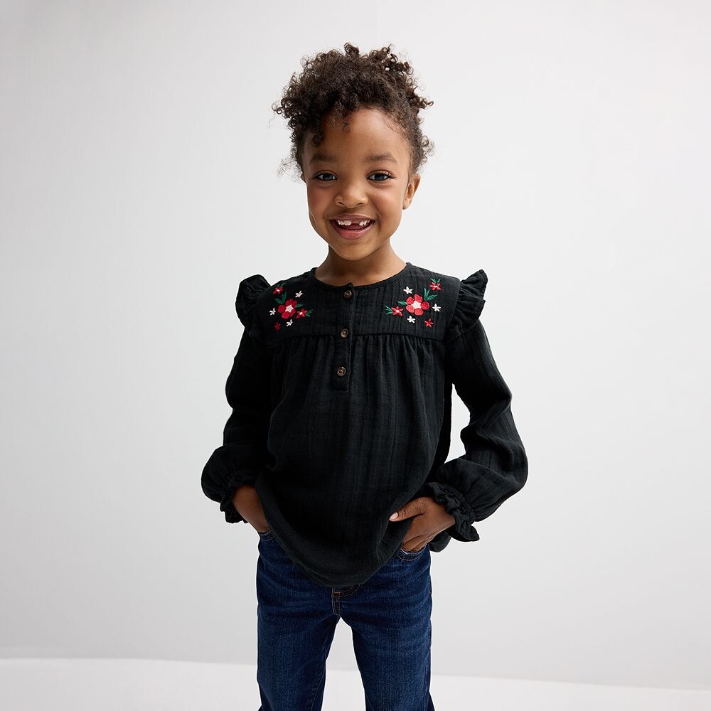 Тканый топ Jumping Beans с рюшами и плечами для девочек 4–12 лет JUMPING BEANS, цвет Folk Floral Black
Тканый топ Jumping Beans с рюшами и плечами для девочек 4–12 лет JUMPING BEANS, цвет Folk Floral Black