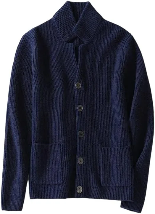 Мужской кардиган из кашемира с воротником стойкой
Мужской кардиган из кашемира с воротником стойкой