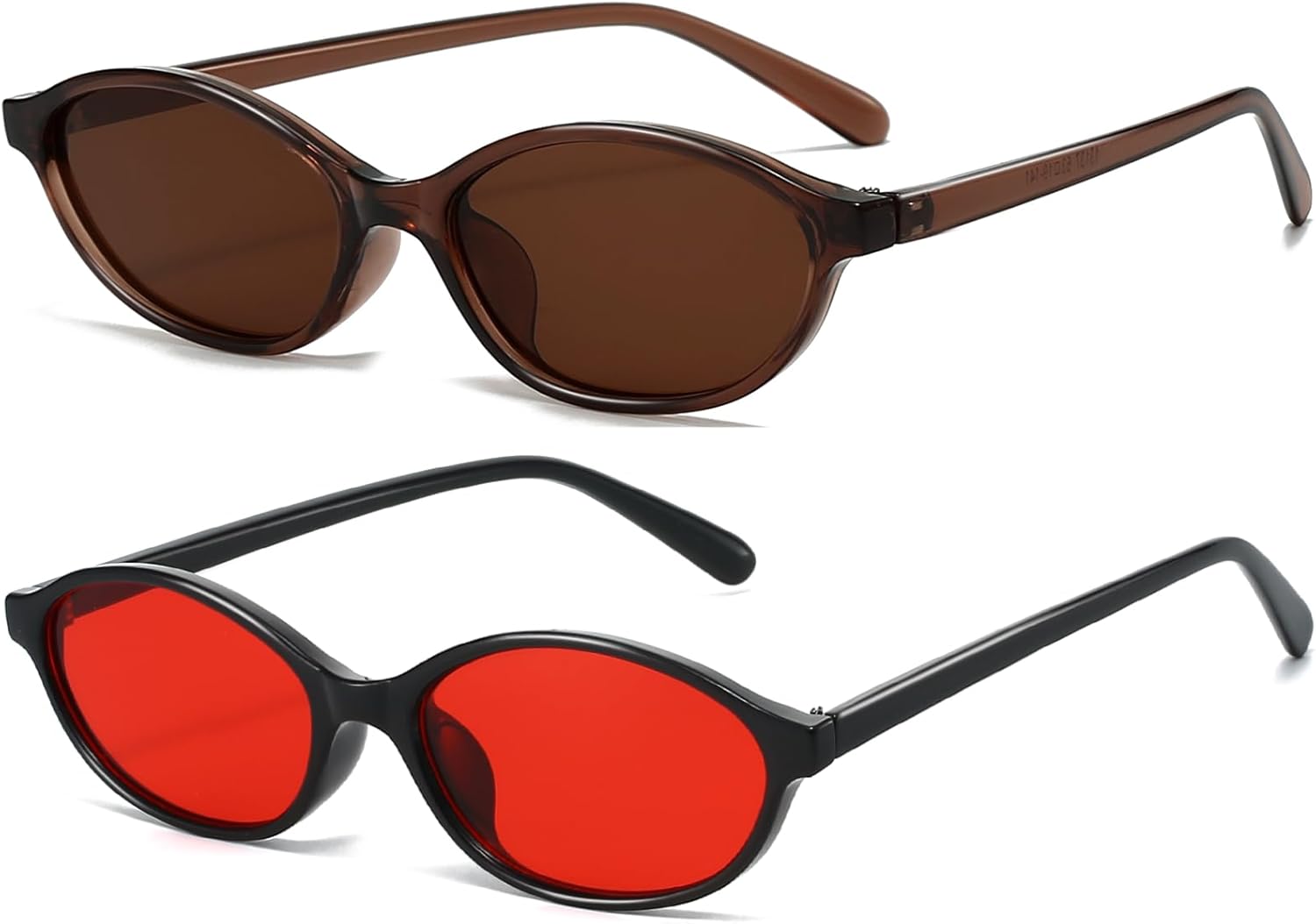 Ретро овальные солнцезащитные очки для женщин, маленькие овальные очки в стиле 90-х, модные узкие очки «кошачий глаз», винтажные очки, комплект из 2 штук YouthMall, A2 Brown/Brown+ Black/Red
Ретро овальные солнцезащитные очки для женщин, маленькие овальные очки в стиле 90-х, модные узкие очки «кошачий глаз», винтажные очки, комплект из 2 штук YouthMall, A2 Brown/Brown+ Black/Red