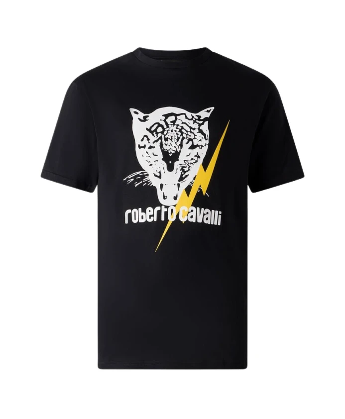 Хлопковая футболка с принтом в виде молнии и ягуара. Roberto Cavalli, черный
Хлопковая футболка с принтом в виде молнии и ягуара. Roberto Cavalli, черный