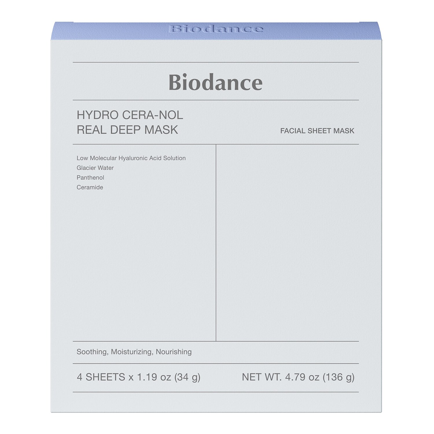 Hydro Cera-Nol Real Deep Mask – успокаивающая и укрепляющая маска. Biodance, x 4
Hydro Cera-Nol Real Deep Mask – успокаивающая и укрепляющая маска. Biodance, x 4