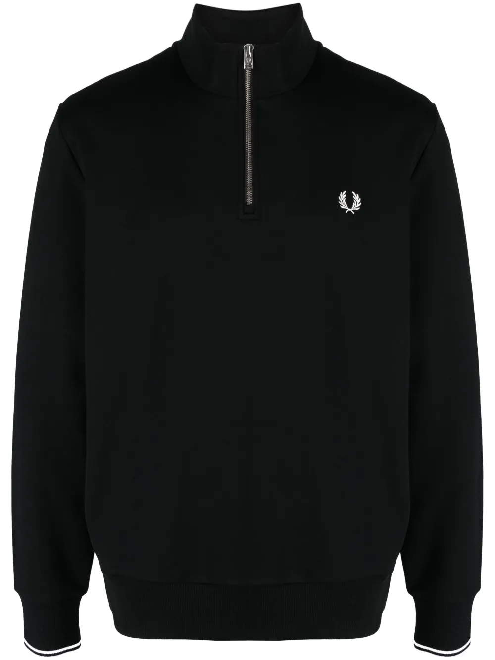 Джемпер на молнии с вышитым логотипом Fred Perry, черный 
Джемпер на молнии с вышитым логотипом Fred Perry, черный