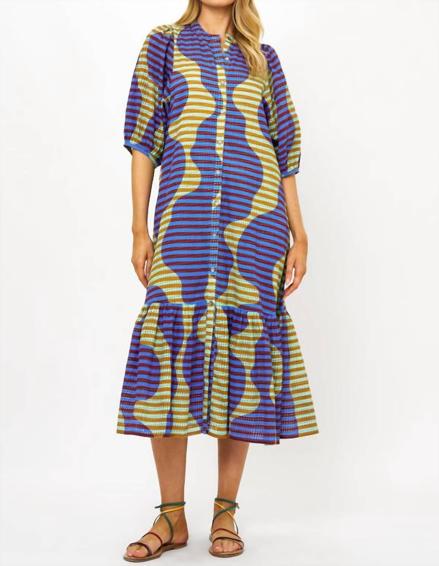 Платье миди с рукавами-фонариками в цвете Haring Blue Oliphant 
Платье миди с рукавами-фонариками в цвете Haring Blue Oliphant