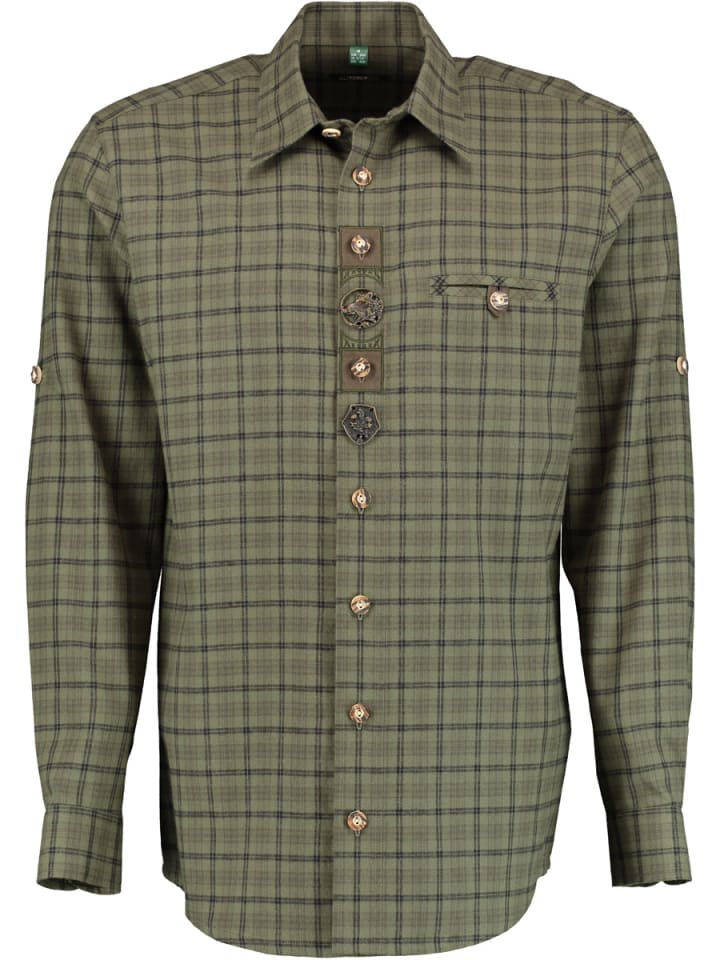 Рубашка OS-Trachten, цвет khaki/schlamm 
Рубашка OS-Trachten, цвет khaki/schlamm