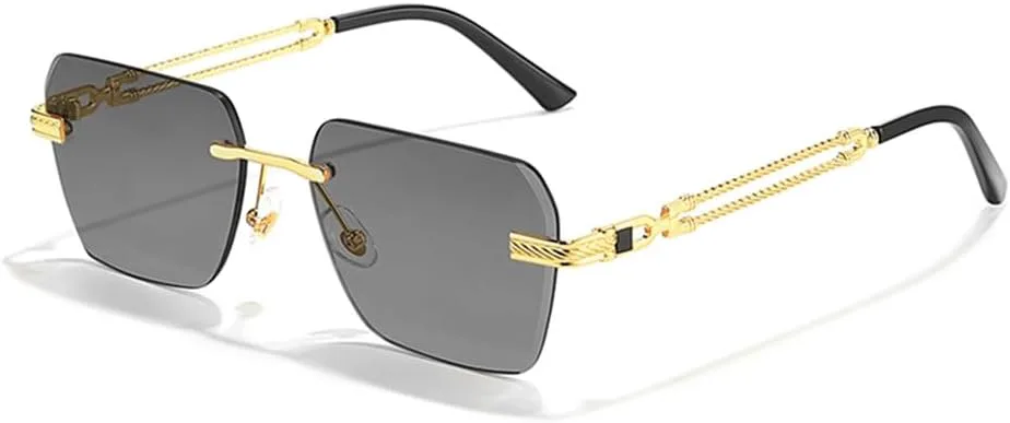 Мужские солнцезащитные очки без оправы с металлическим каркасом, женские солнцезащитные очки с градиентной защитой от УФ-излучения UV400 HDUBFY, C01 Black
Мужские солнцезащитные очки без оправы с металлическим каркасом, женские солнцезащитные очки с градиентной защитой от УФ-излучения UV400 HDUBFY, C01 Black