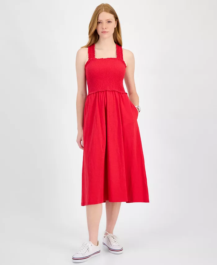 Женское хлопковое платье миди без рукавов со сборкой Tommy Hilfiger, красный
Женское хлопковое платье миди без рукавов со сборкой Tommy Hilfiger, красный