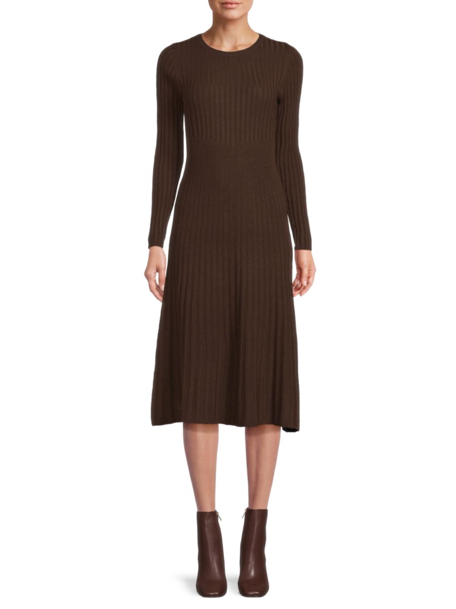 Платье-свитер А-силуэта в рубчик Design History, коричневый
Платье-свитер А-силуэта в рубчик Design History, коричневый
