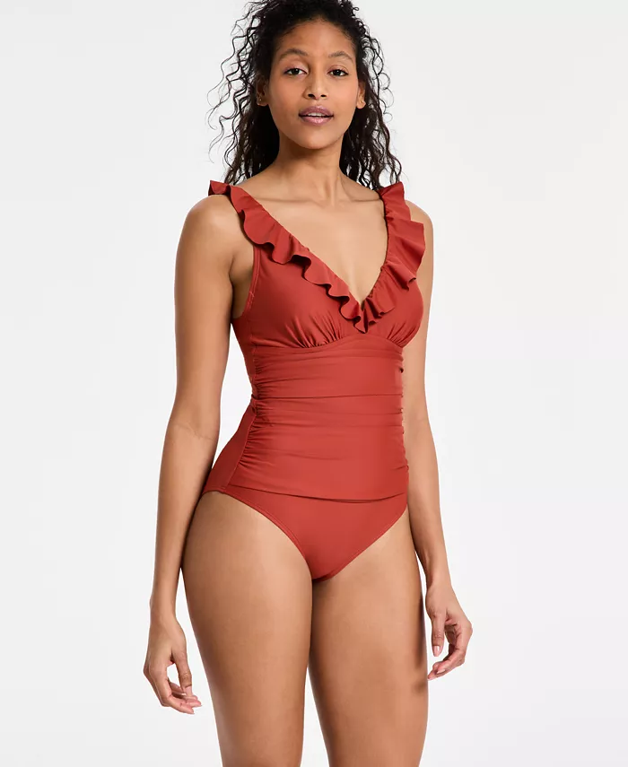 Купальник цельнокроеный с рюшами, глубоким вырезом и косточками, утягивающий живот DKNY, оранжевый
Купальник цельнокроеный с рюшами, глубоким вырезом и косточками, утягивающий живот DKNY, оранжевый