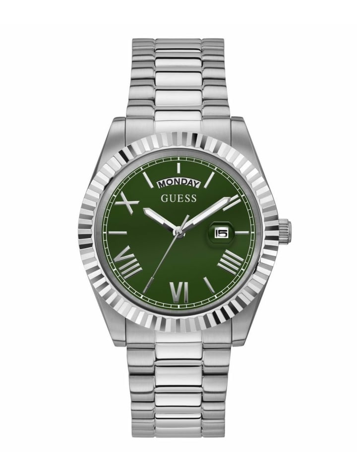 Guess Мужские аналоговые часы зеленого цвета
Guess Мужские аналоговые часы зеленого цвета
