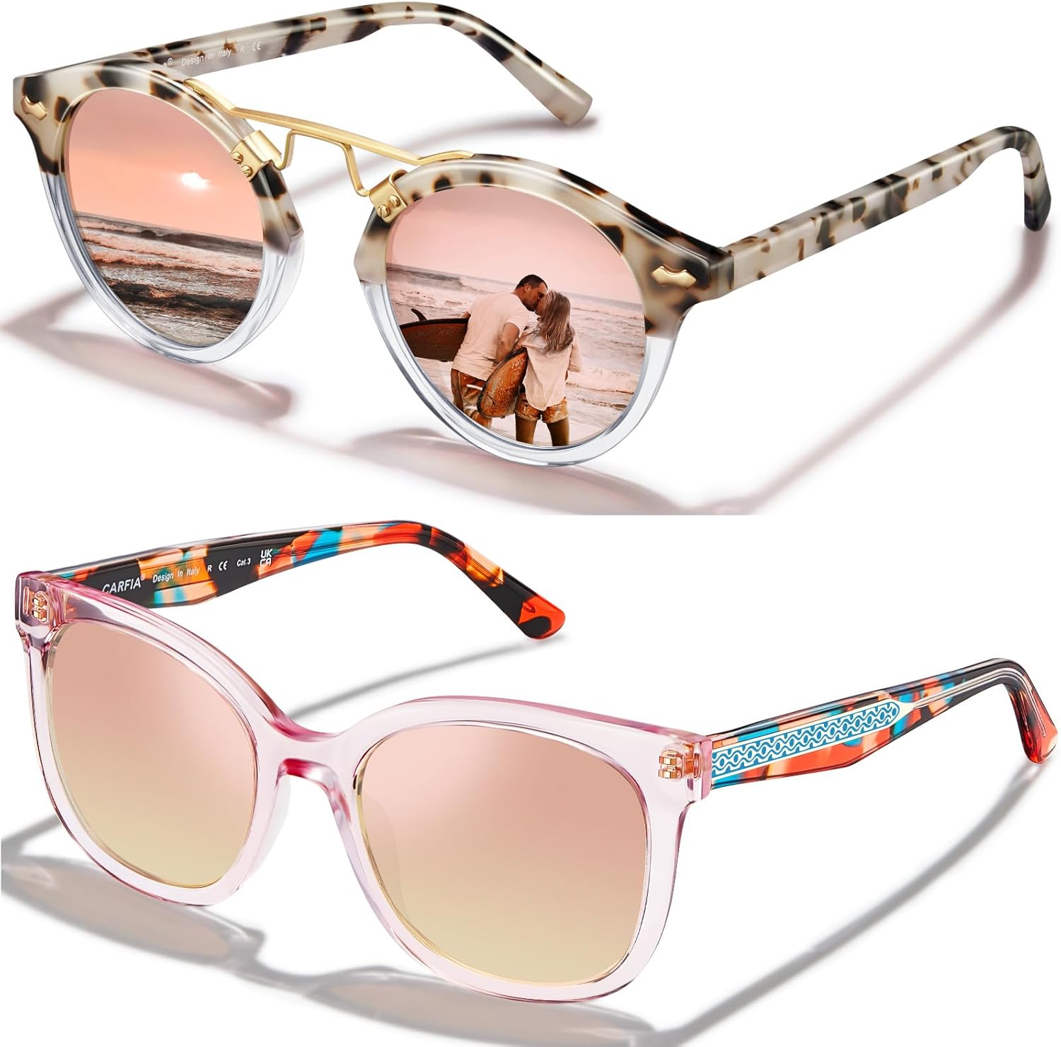 Солнцезащитные очки CARFIA «Кошачий глаз» розового цвета с зеркальными линзами для женщин, поляризованные, с защитой от УФ-излучения, в стиле ретро с рельефным узором на проволочном каркасе
Солнцезащитные очки CARFIA «Кошачий глаз» розового цвета с зеркальными линзами для женщин, поляризованные, с защитой от УФ-излучения, в стиле ретро с рельефным узором на проволочном каркасе