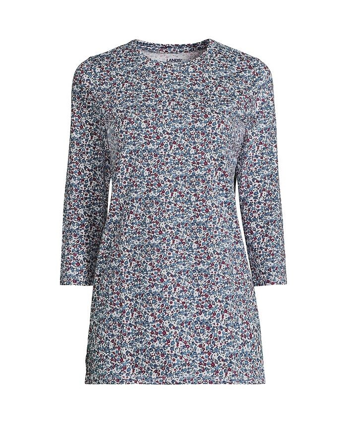 Хлопковая туника с круглым вырезом Supima с рукавами 3/4 для миниатюрного роста Lands' End, синий
Хлопковая туника с круглым вырезом Supima с рукавами 3/4 для миниатюрного роста Lands' End, синий