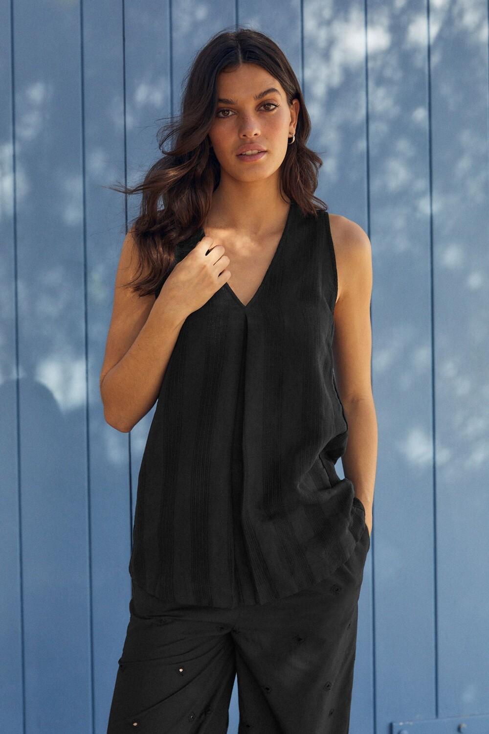 Летний топ с V-образным вырезом и смесовым льном Next, черный
Летний топ с V-образным вырезом и смесовым льном Next, черный