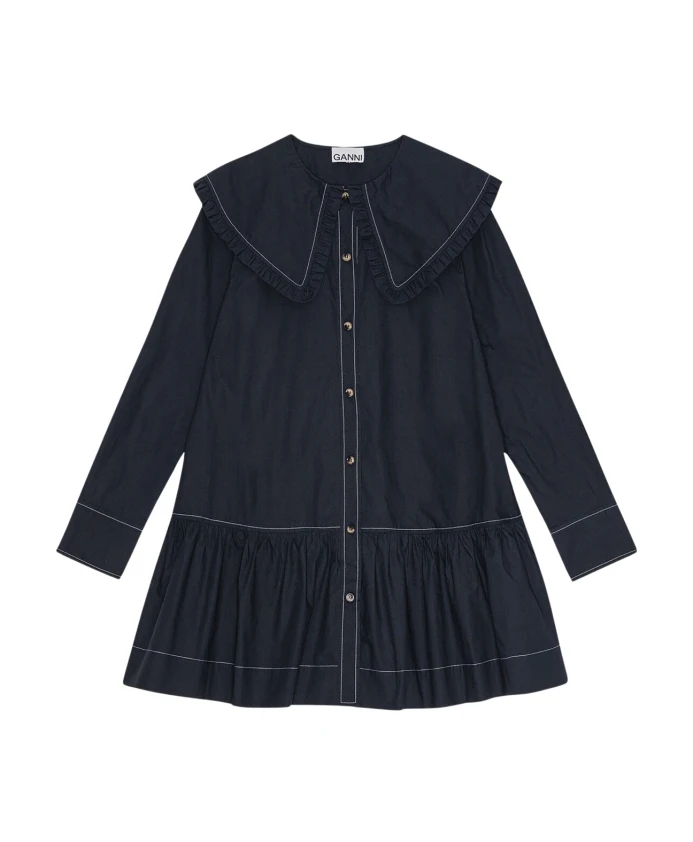 Мини-Платье с большим воротником Ganni, синий
Мини-Платье с большим воротником Ganni, синий